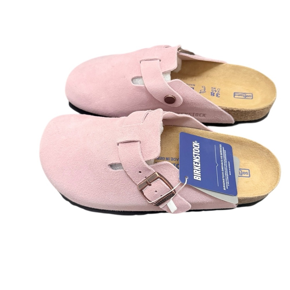 Birkenstock Pink Suede Women's Boston Clogs